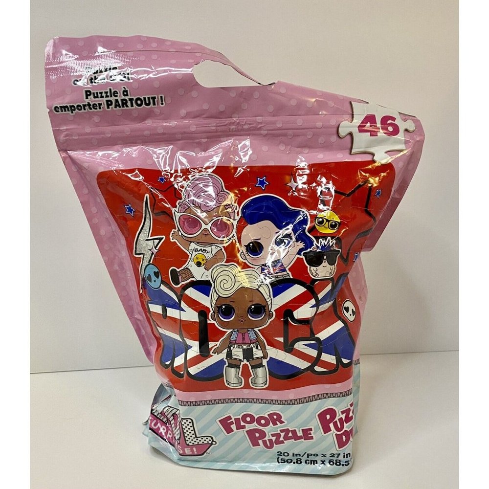 LOL Surprise 46 pcs Floor Puzzle Toy Gift Resealable Bag New Rock Red White Blue